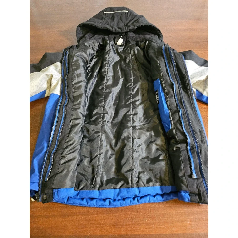 ZeroXposur Winter Jacket Boys Size M 8 Blue Black Grey Colorblock Hooded Coat